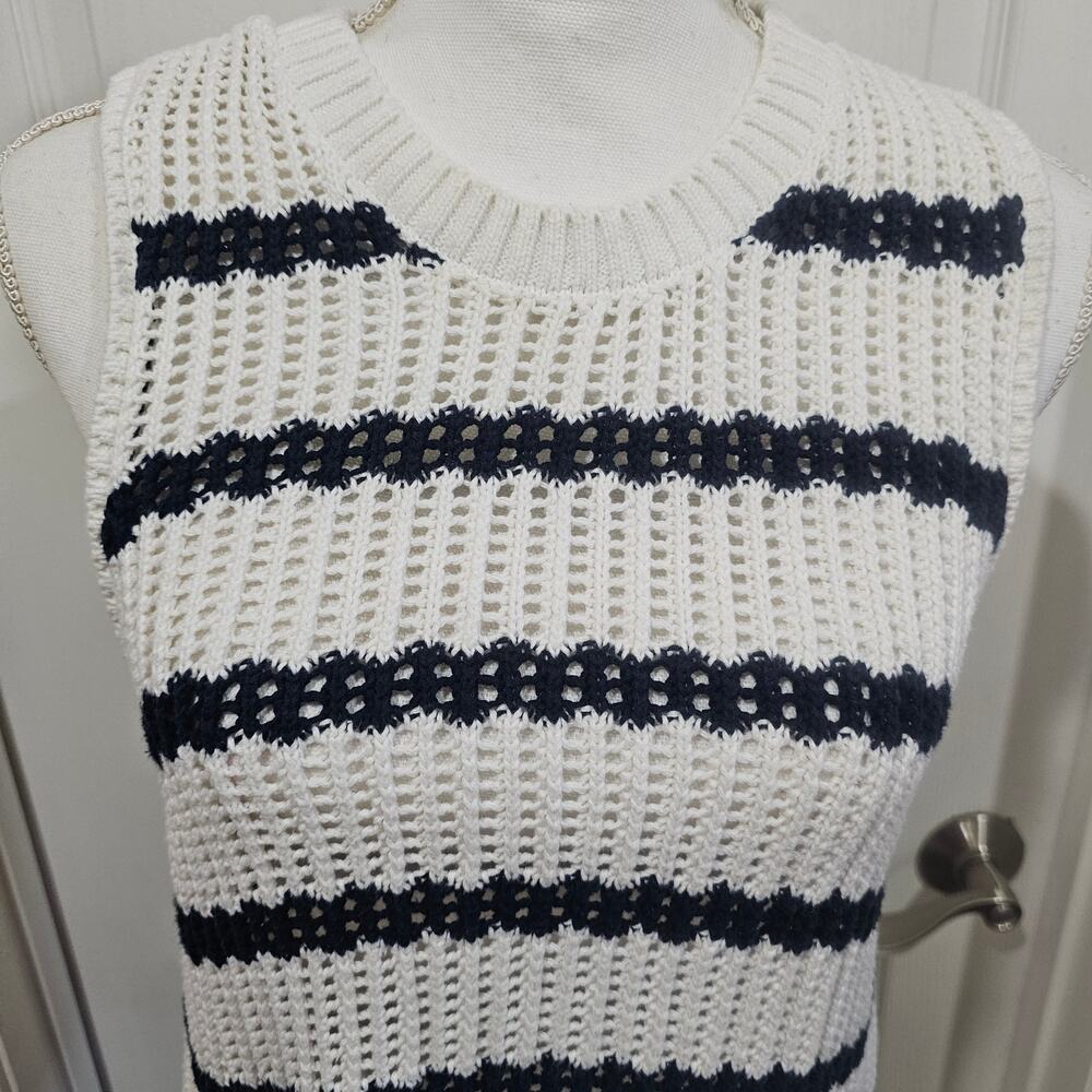 Hollister Stripped Sweater Vest Coastal Preppy Cotton Size L - Picture 5 of 5
